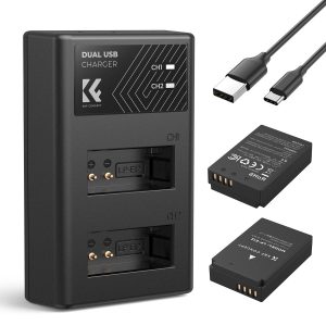 K&F Concept Dual LP-E12 1100mAh Batteries + Charger for Canon