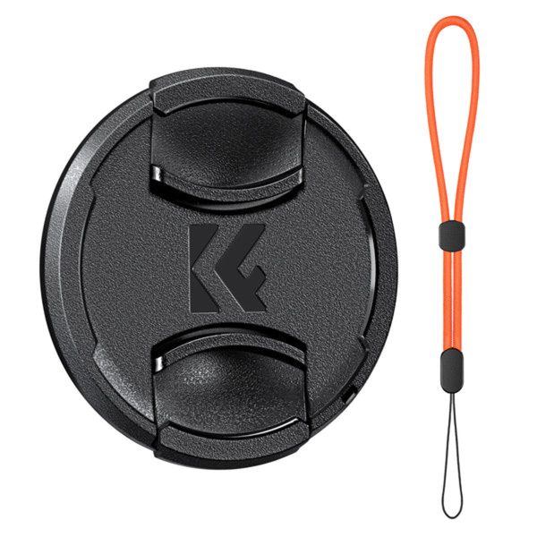 K&F Concept 58mm Centre Pinch Lens Cap Kit with 2x Lens Cloths & Attachment Strap